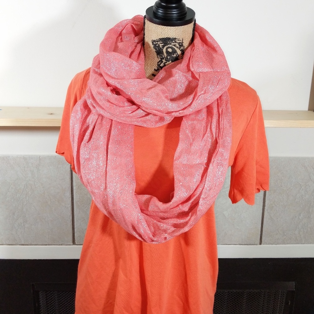 Coral Pink , Shimmery Infinity Scarf
